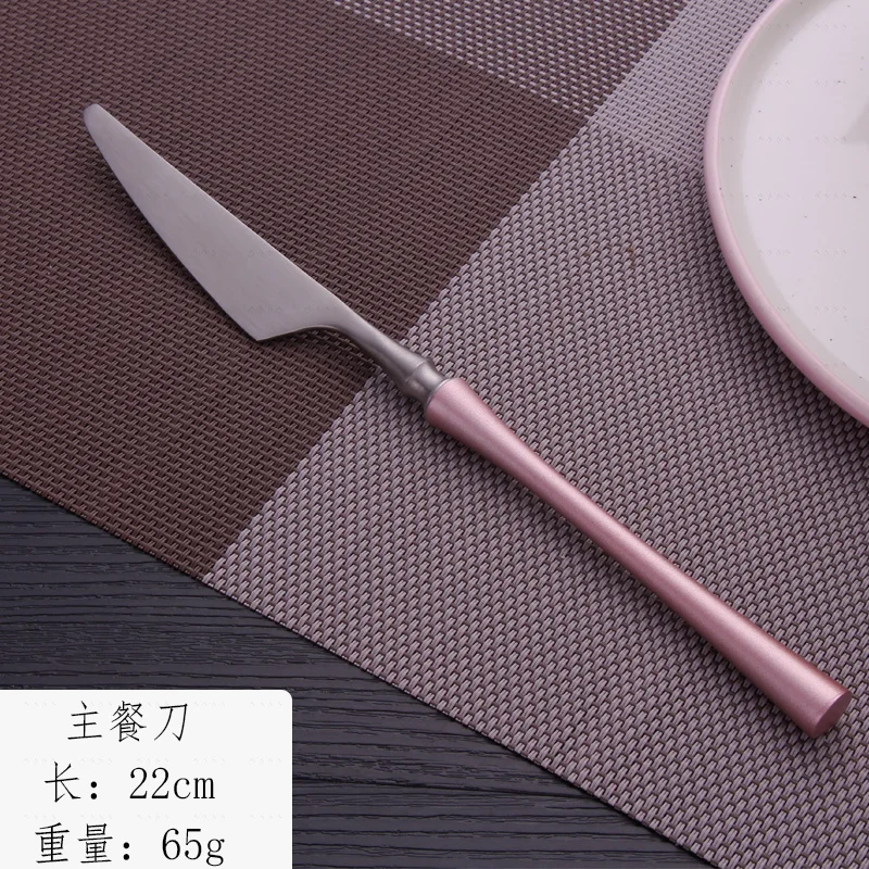 

Matte Cutlery Set Stainless Steel Flatware Forks Spoons Knives Dinnerware Pink Silver Dinner Set Golden Tableware Dropshopping