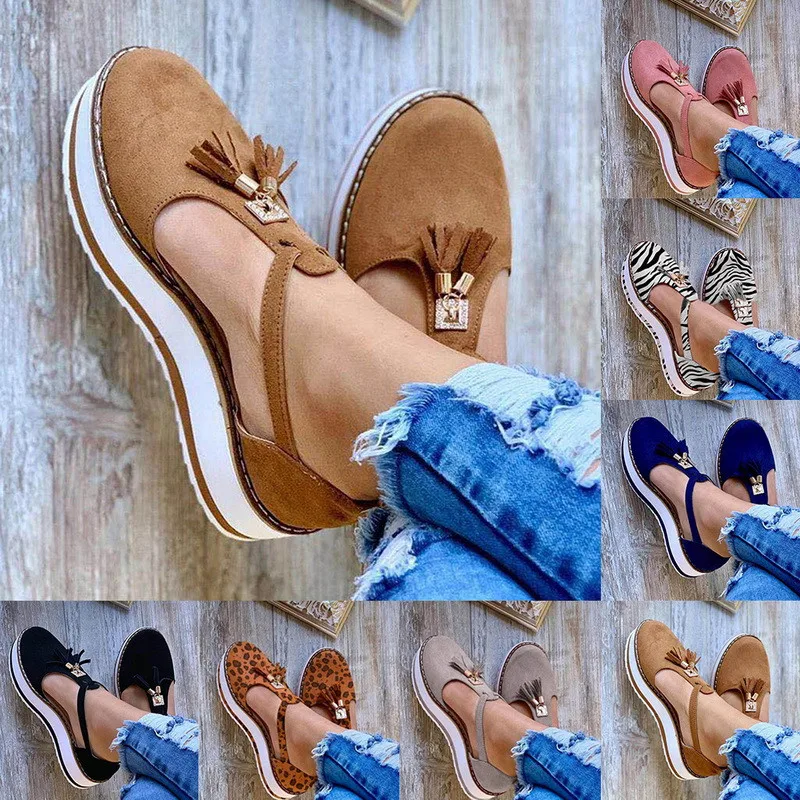 

Spring Summer Women Flat Shoes Vulcanized Shoes Platform Thick Bottom Women's Sandals Fashion Fringe Casual Women's Shoes