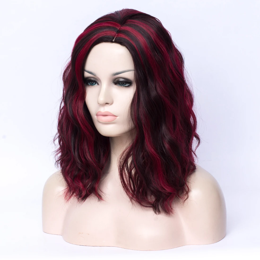 Similler Средний размер высокая температура волокна вьющиеся волосы короткие парики