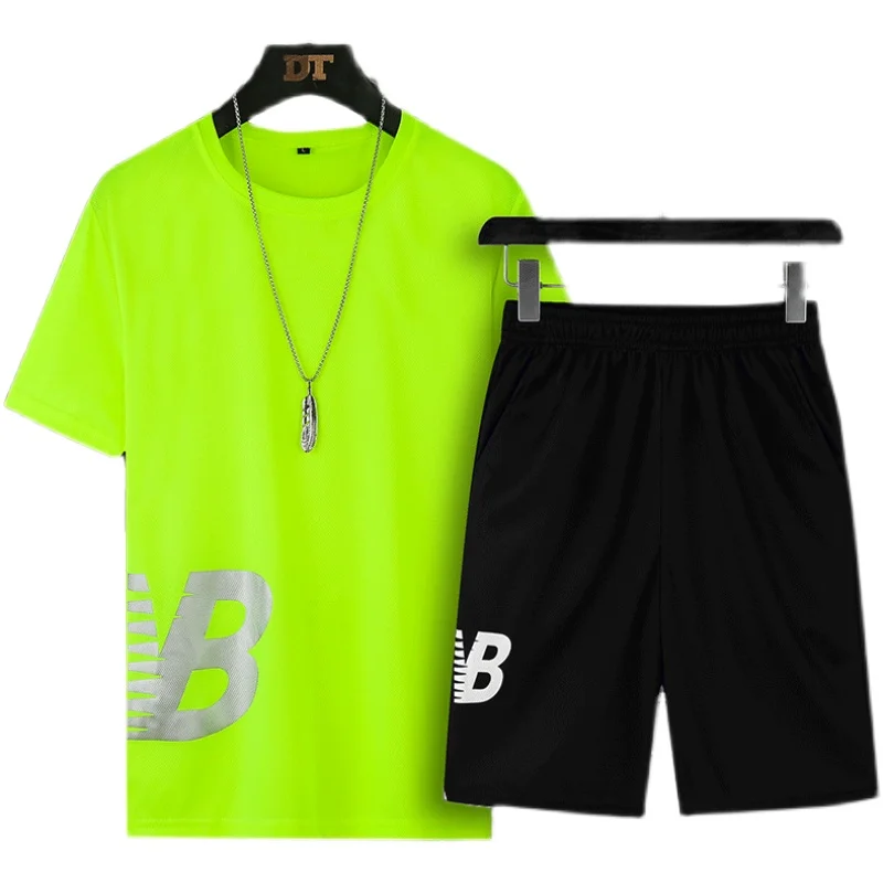 2021 Summer Fashion Leisure brand Men's Set Tracksuit Sportswear Track Suits Male Sweatsuit Short Sleeves T shirt 2 piece set 5x | Мужская