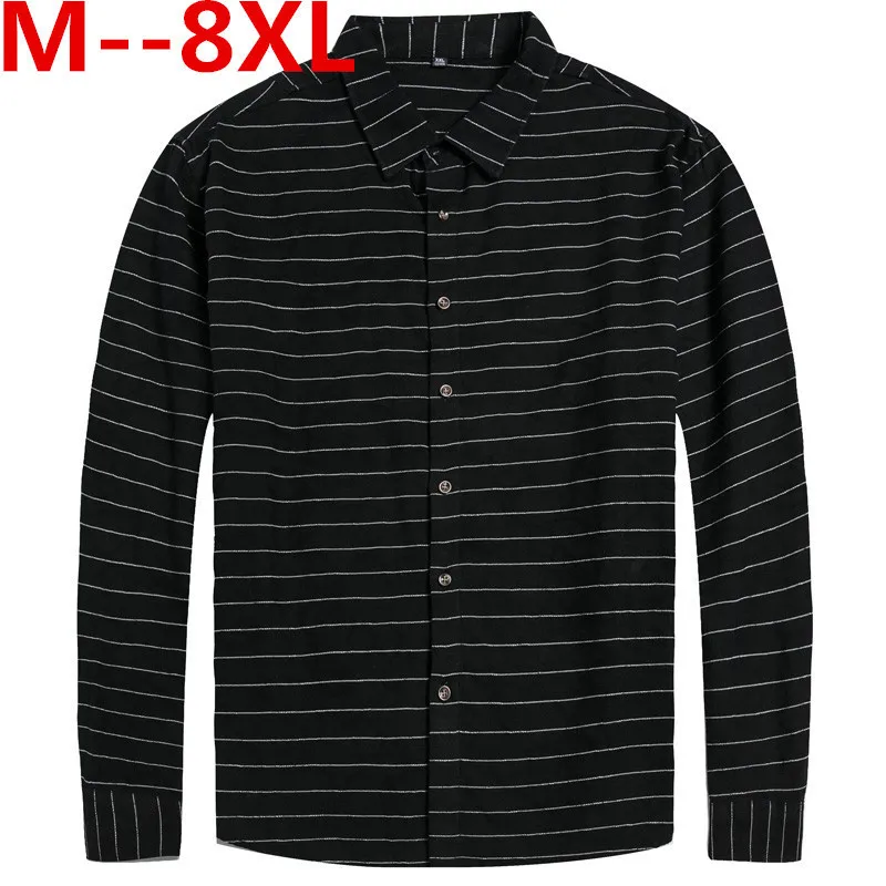 

Plus Large Size 10XL 8XL 6XL 5XL 4XL Mens Business Casual Long Sleeved Shirt Classic Striped Male Social Dress Shirts