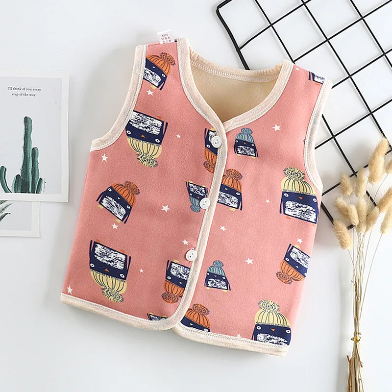 Children's Velveted Waistcoat Autumn Winter New Style Baby's Shoulder Jacket Baby Boys Girls Warm Clothes |