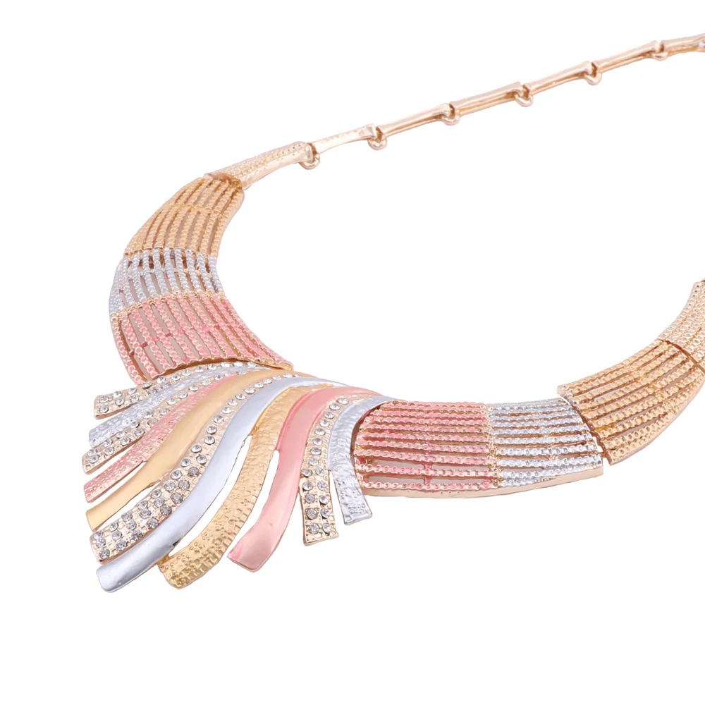 Многоцветный Свадебный Кристалл Дубай золотые Ювелирные наборы для женщин