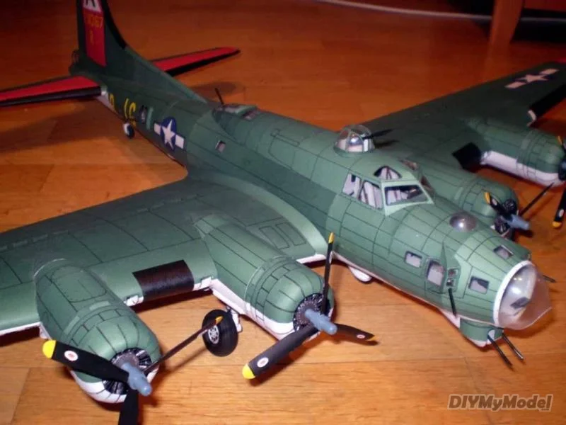 DIYMyModeI-Bombardero de La fortaleza voladora de EE. UU., b17g, bricolaje, artesanal, KIT de papel, rompecabezas de juguete hechos a mano, accesorios de pel&iacute;cula-1