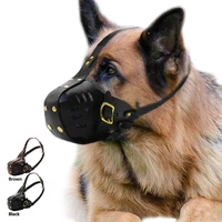 genuine leather dog muzzle adjustable dog muzzle pet supplies for lagre dogs pitbull training prevent biting chewing barking