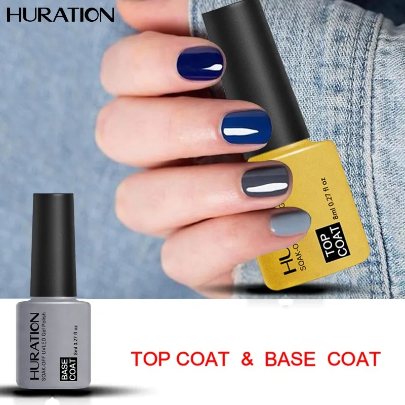 Huration Новый Топ гель Профессиональный лак для ногтей база пальто комплект