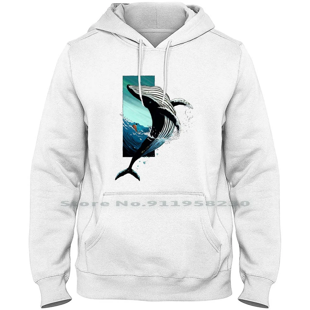 

Blue Water Whale Hoodie Sweater 6XL Big Size Cotton Fisherman Cartoon Herman Whale Water Shark Ocean Movie Enjoy Boat Blue Sea