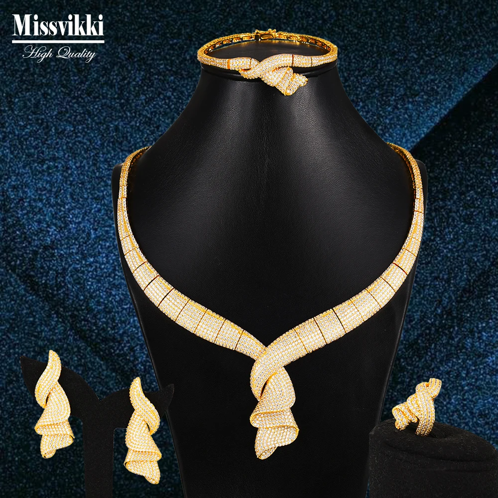 Missvikki Дубай Стиль благородный нежный 4 шт серьги ожерелье браслет кольцо набор