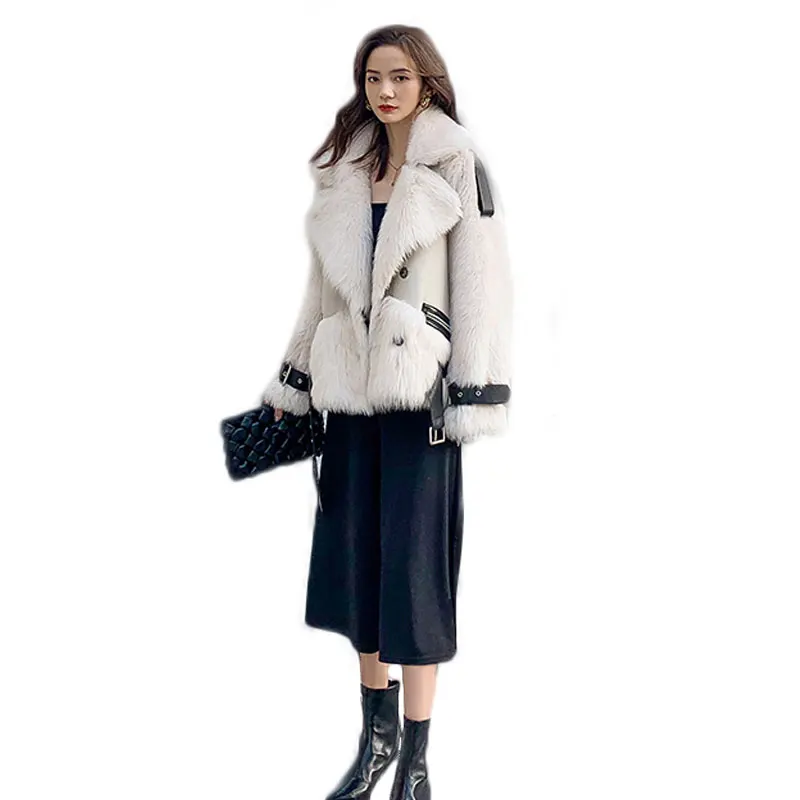 

High Quality Imported Tocas Wool Coats Furry Natural Leather Grass 2020 Winter New Fashion Ladies Jackets