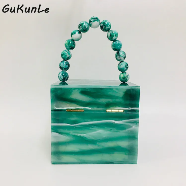 

Marbling Acrylic Purse Box Clutch Lady Luxury Handbags Women Bags Designer Messenger Beach Travel Summer Acrylic Hand Bags Party