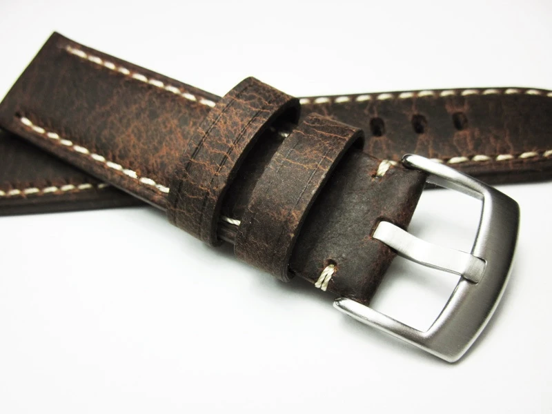 

Ремешок из натуральной телячьей кожи для наручных часов, толстый браслет в стиле ретро, коричневый браслет из воловьей кожи, 20 21 22 24 мм