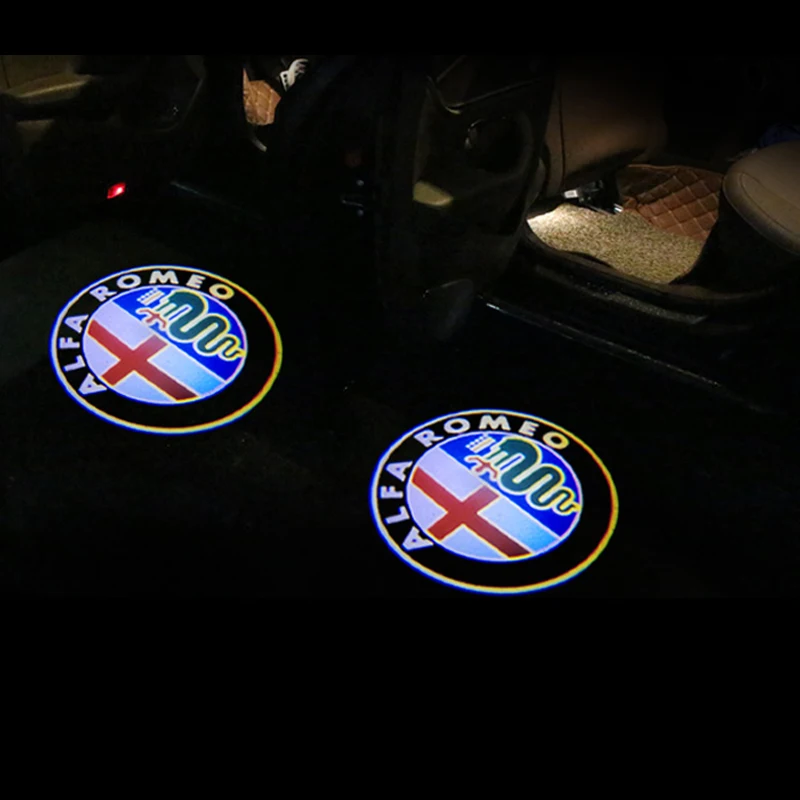 

2pc Car Logo Door Welcome LED Light Lamp Wireless For Alfa Romeo 159 Stelvio Giulia 4C Disco Giulietta Giulietta Mito Gt 147 156