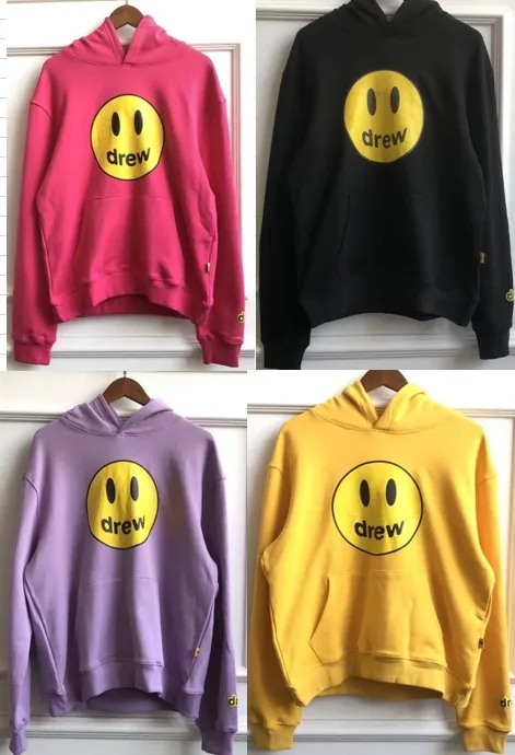 5 цветов Drew толстовки для дома мужчин и женщин пары унисекс Smile Face с вышивкой