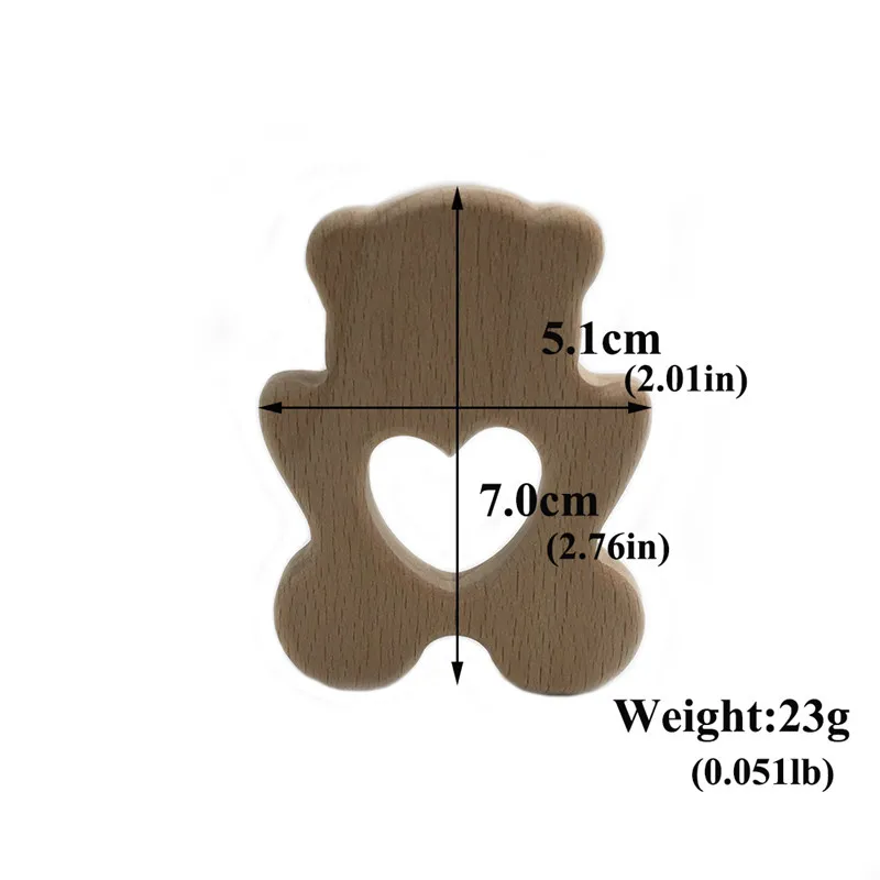 

Hot Sale Beech Wood Teether Lovly Bear Food Grade Wooden Teether Charms Teething Necklace Natural Wood Made Best Gift