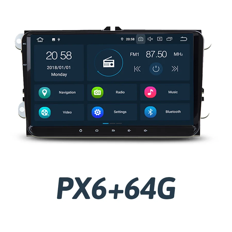 4G and 64G Ips PX6 Android 9,0 64 ГБ+ 4 ГБ Автомобильный dvd-плеер RDS радио gps карта для VW Tiguan Touran Jetta Passat Polo Skoda Superb Octavia - Цвет: 4G and 64G