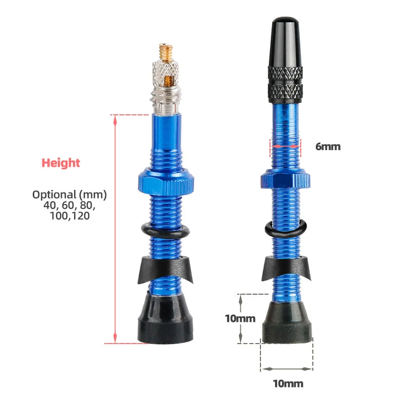 Bicycle 1Pair 80/100/120mm Presta Valve for Road Tubeless Rim Brass Core W/ Alloy Cap & Tool