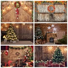 Laeacco Рождественская гирлянда фото фон винтажный деревянный Дверь Декор для комнаты день рождения фотографический фон для фотостудии