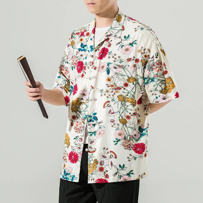 

2021 New Summer Chinese Style Thin Retro Style Loose Casual Suit Short-Sleeved Shirts Fashion Trend Fashionable Atmosphere Youth