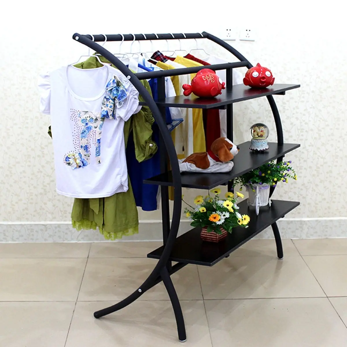 

Clothing hanger display rack landing men's and women's children's clothing rack semicircle shoe bag rack perchero garment rack