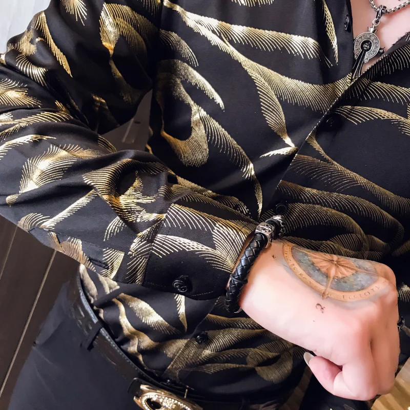 Корейская мода Клубные наряды Blusas Social Vetement Homme осень 2019 рубашки с цветами мужские