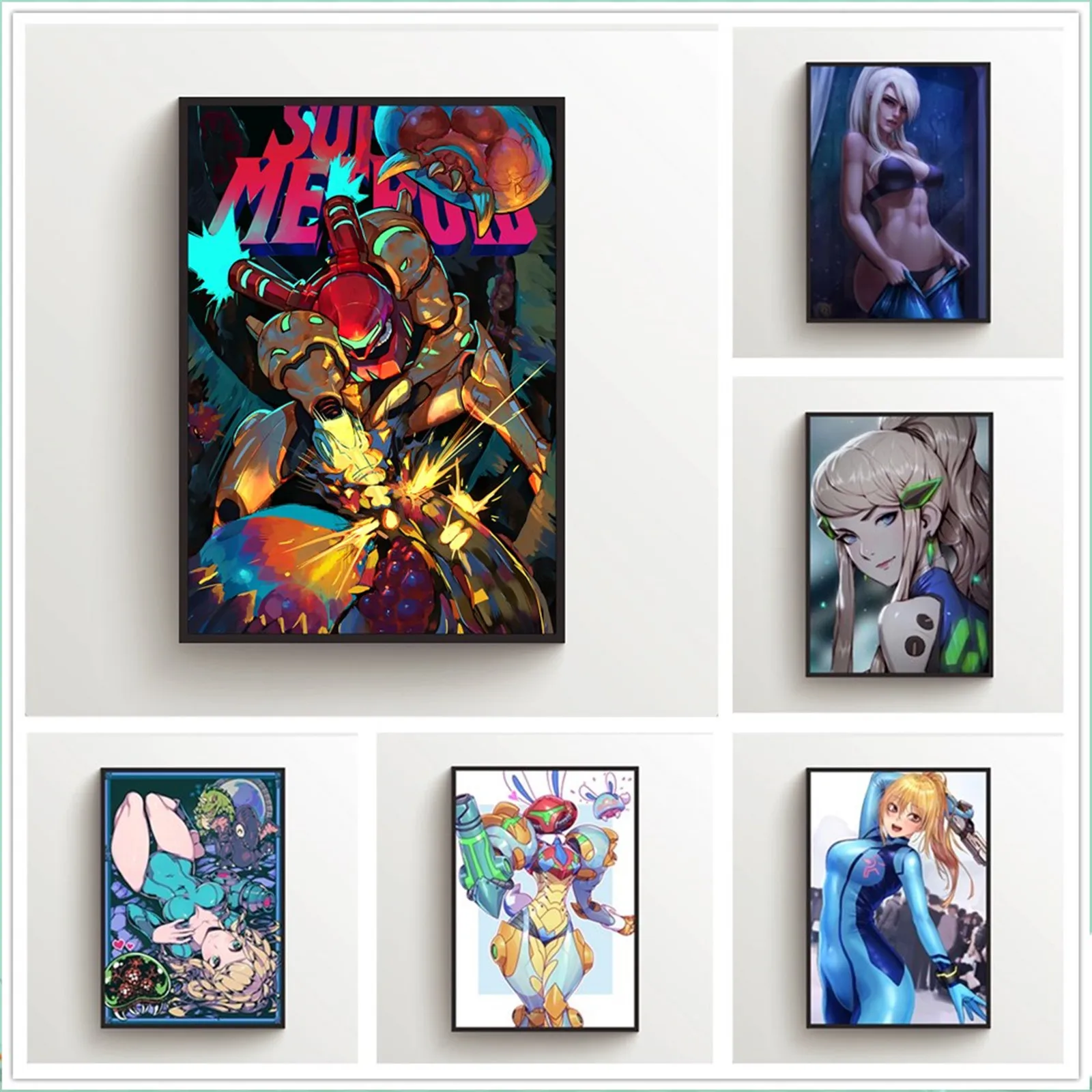 Аниме постеры WTQ Метроид Самус Аран холст живопись Настенный декор Настенная
