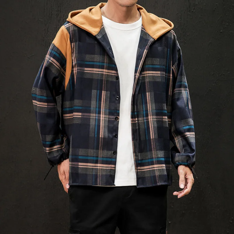 Негабаритный 2019 черная клетчатая новая брендовая мужская модная Свободная