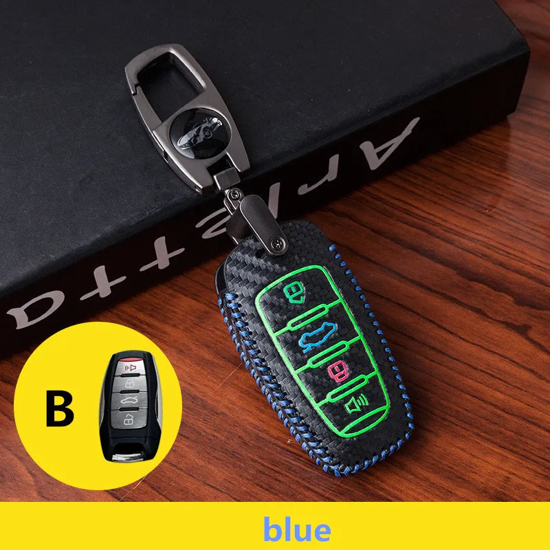 B-blue Световой кожаный чехол для автомобильных ключей, чехол для Защитные чехлы для сидений, сшитые специально для Great Wall Haval купе H7 H8 H9 GMW H6 C50 H6 купе H7 H9 H1 H2 2011- автомобильные аксессуары - Название цвета: B-blue