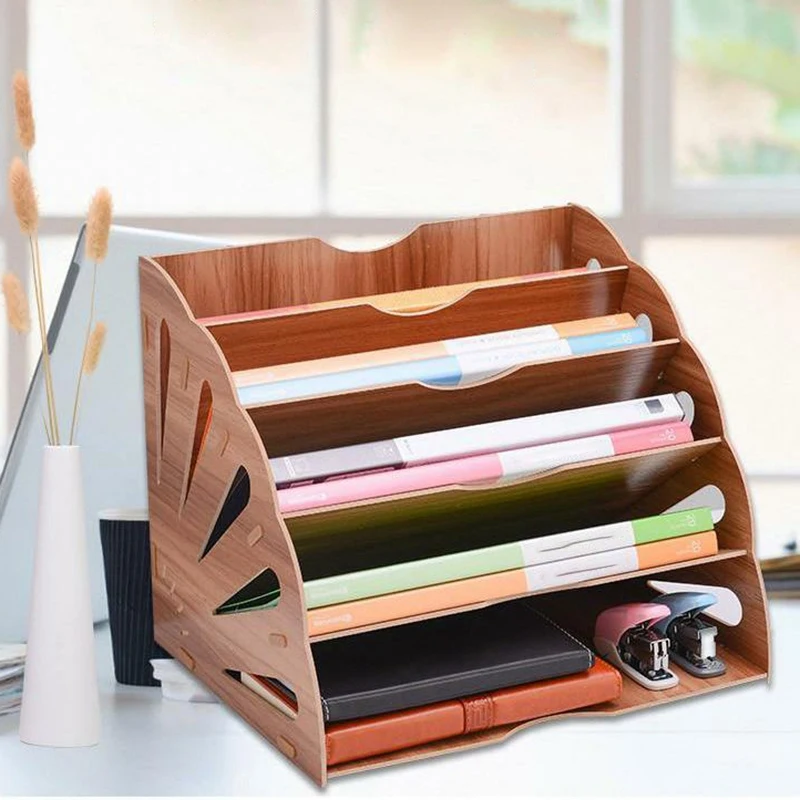 

Wooden Fan-Shaped File Sorter for Office Desktop Magazine File Manager