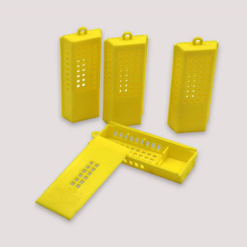 

10pcs Professional Queen Bee Cage Moving Catcher Queen Bee Cage Cell Plastic Tool Beekeeping Tools Yellow