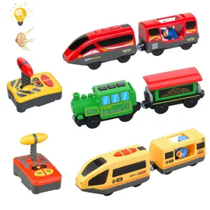 Wooden RC Train Railway Accessories Remote Control Electric Train Magnetic Rail Car Fit For All Bran in India