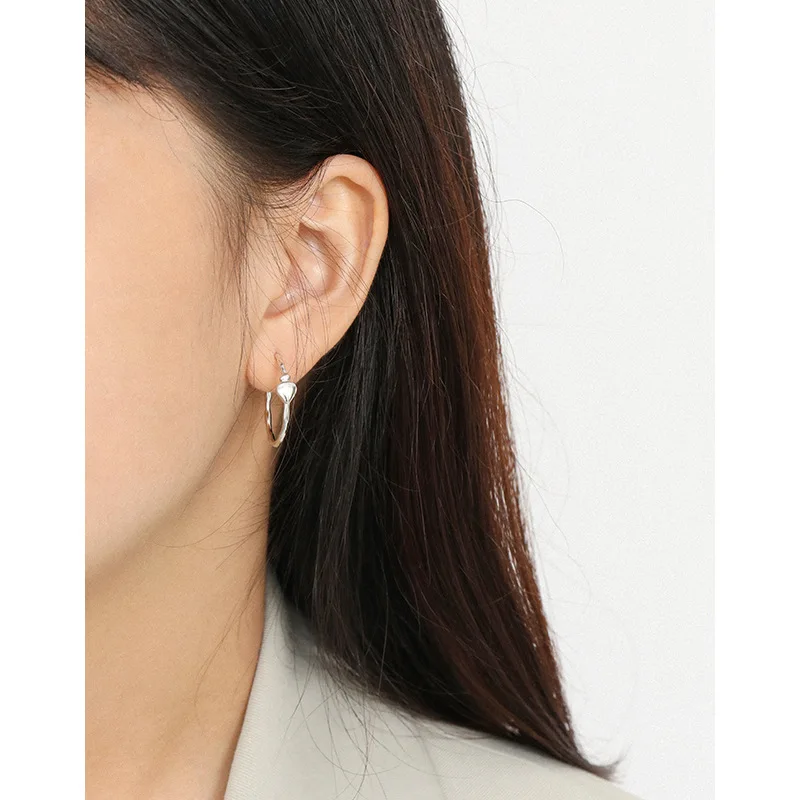 SHANICE 100% 925 Sterling Silver Small Hoop Earings ins retro design sense ancient craftsmanship matte heart-shaped circle | Украшения и
