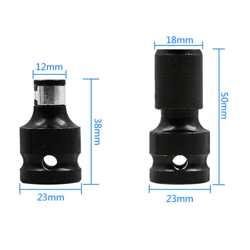 

2Pcs 1/2" Square To 1/4" Hex Ratchet Socket Conversion Tool Release Drive Quick Adaptor Socket Converter Tool Chuck Impact Adapt