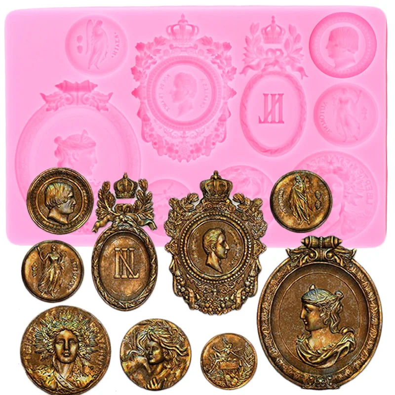 

Medallions Portrait Silicone Mold Avatar Relief Fondant Cake Decorating Tools Cupcake Chocolate Candy Mould Epoxy Resin Moulds