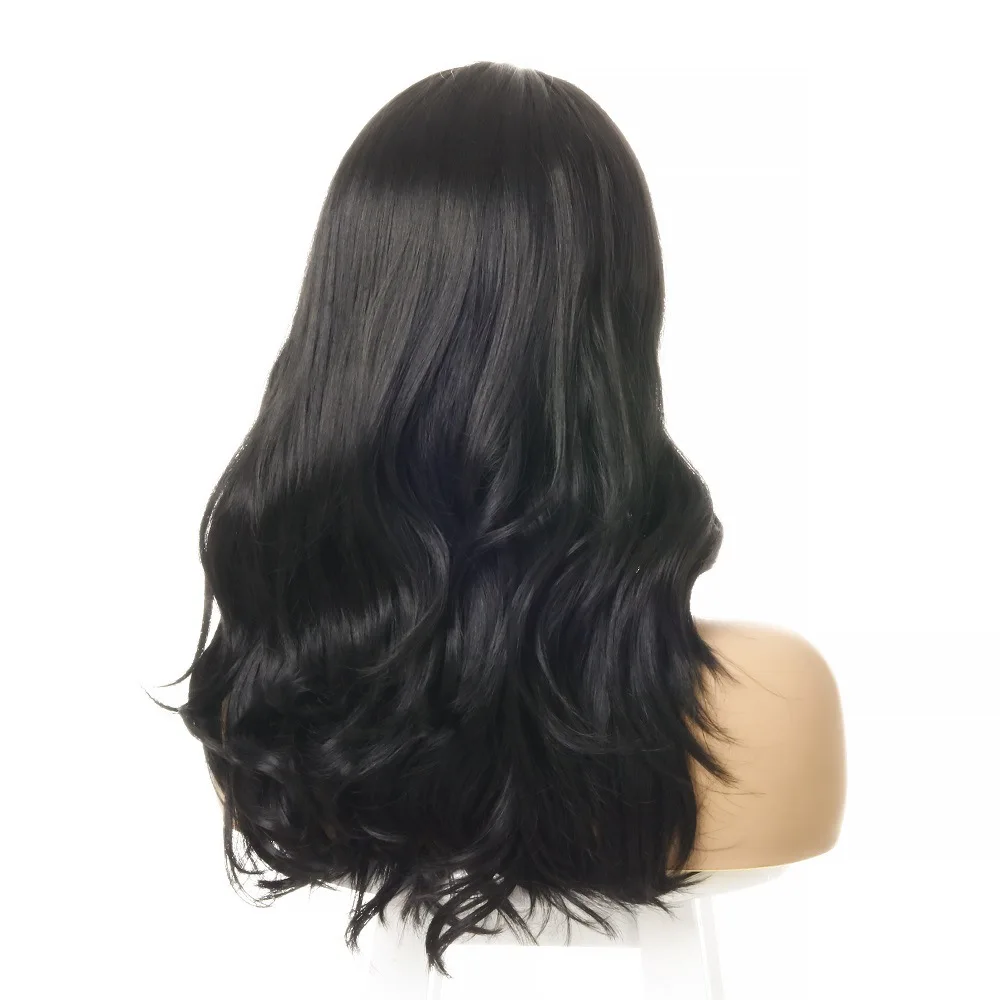 

CHARMING Long Hair Wavy Wigs Heat Resistant Synthetic Wig Ombre Black Daily/Party/Cosplay Natural Fiber Hair Women