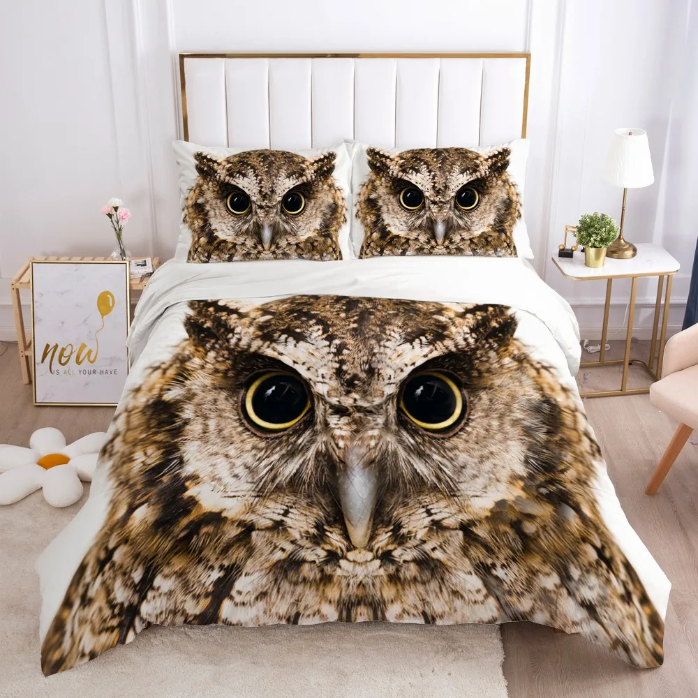 3D Duvet Cover Sets Bedding Set White Quilt Covers Comforter Case Pillowcases Bed Linen King Queen Full Animal Owl Home textile | Дом и сад