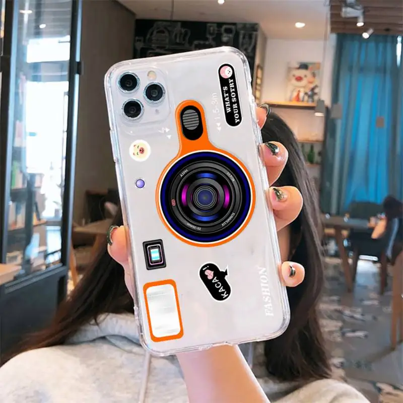 

Fashion luxury camera Phone Case Transparent for iPhone 6 7 8 11 12 s mini pro X XS XR MAX Plus cover funda shell