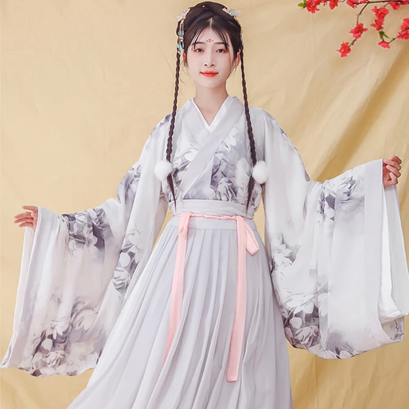 

New Hanfu Dress For Women Adult Chinese Traditional Fairy Clothes Han/Tang/Song/Ming Dynasty Ancient Elegant Gray Hanfu T438