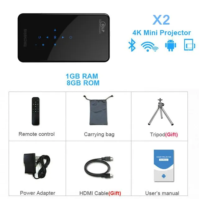 Проектор X2 HD для телефона AC3 Android Wi Fi DLP умный проектор Bluetooth встроенный