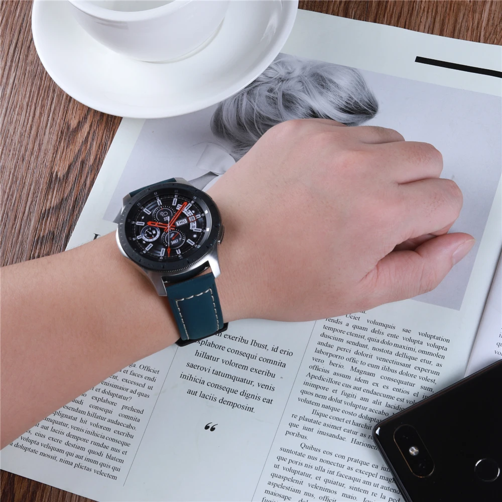 22 мм ремешок для часов Galaxy Watch 46 мм кожаный быстросъемный ремешок браслет для huawei Watch GT Amazfit GTR 47 мм Шестерня S3 ремни