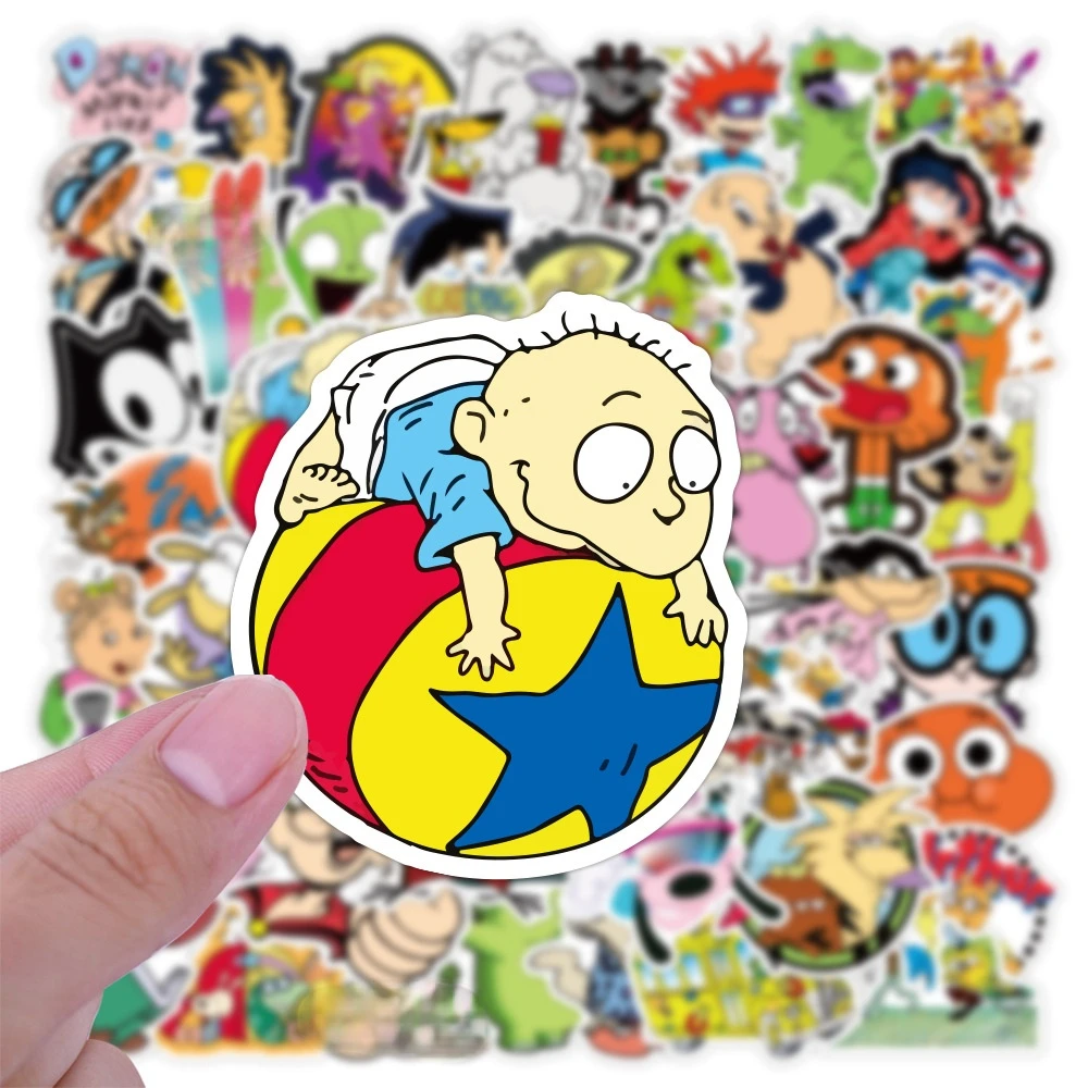 Grafiti de dibujos animados para ni&ntilde;os y ni&ntilde;as, Maleta de viaje para tel&eacute;fono y port&aacute;til, pegatinas de equipaje, estilo cl&aacute;sico de los 90, 10/30/50 Uds.-1