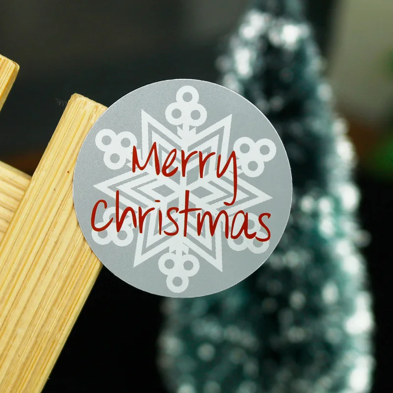 120 шт снежинка Круглая Бумажная наклейка Merry Christmas серебряная печать наклейка DIY бумажная этикетка Детские Канцелярские принадлежности альбом для вырезок Декор Наклейка s