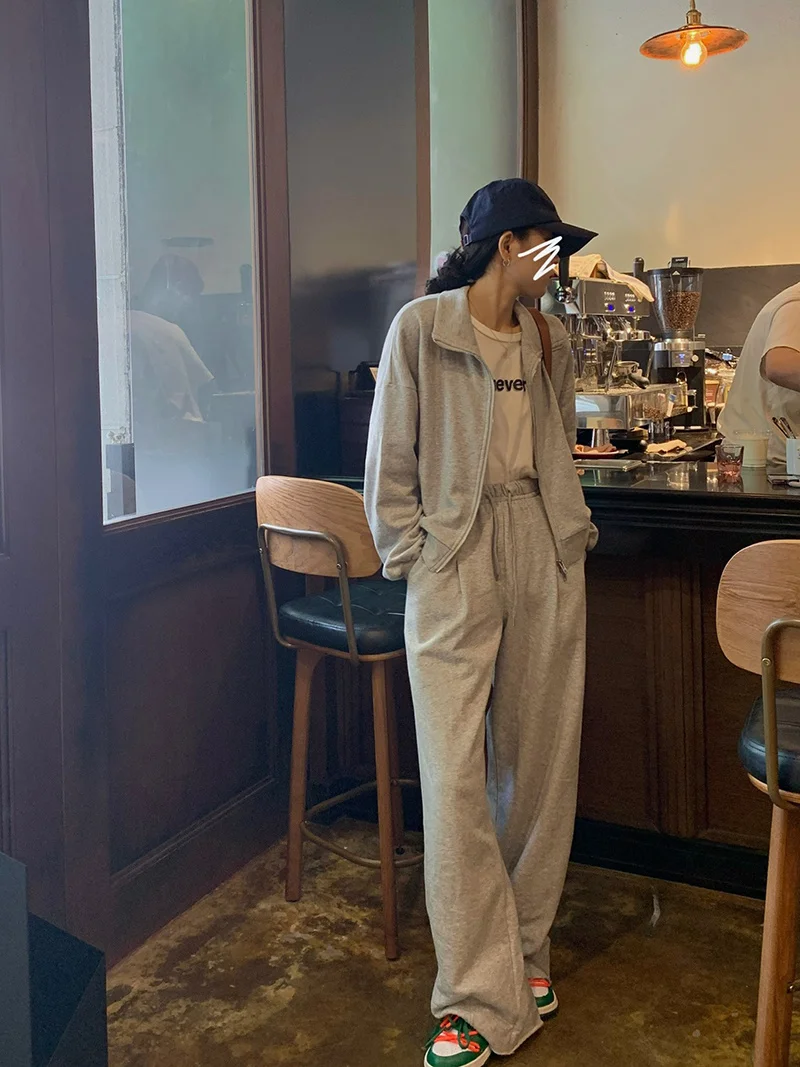 Женский спортивный костюм для отдыха Новинка весна-осень 2021 Серый кардиган