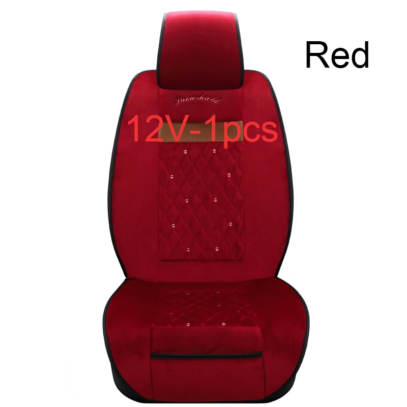 12V-1 Pcs Red 12 В Роскошные брендовые электрические парные чехлы для сидений с подогревом, зимние подушки для сидений автомобиля, теплые подушки для сидений, подходят для большинства автомобилей - Название цвета: 12V-1 Pcs Red