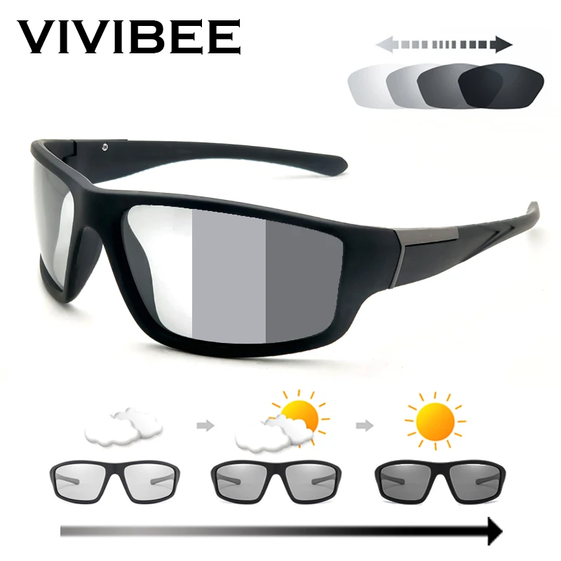 VIVIBEE, мужские фотохромные солнцезащитные очки, для велоспорта, матовые, черные, для женщин, меняющие цвет, Поляризованные, для вождения,, солнцезащитные очки