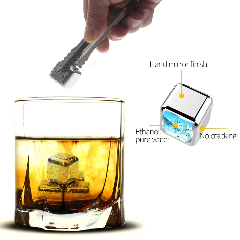 Stainless Steel Ice Cubes Reusable Chilling Stones for Whiskey Wine Keep Your Drink Cold Longer SGS Test Pass | Дом и сад
