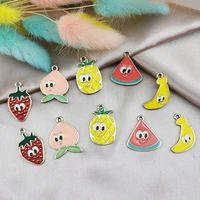 10pcs cute cartoon fruit enamel charms beads for jewelry making diy pineapple strawberry earrings bracelet neacklace accessories