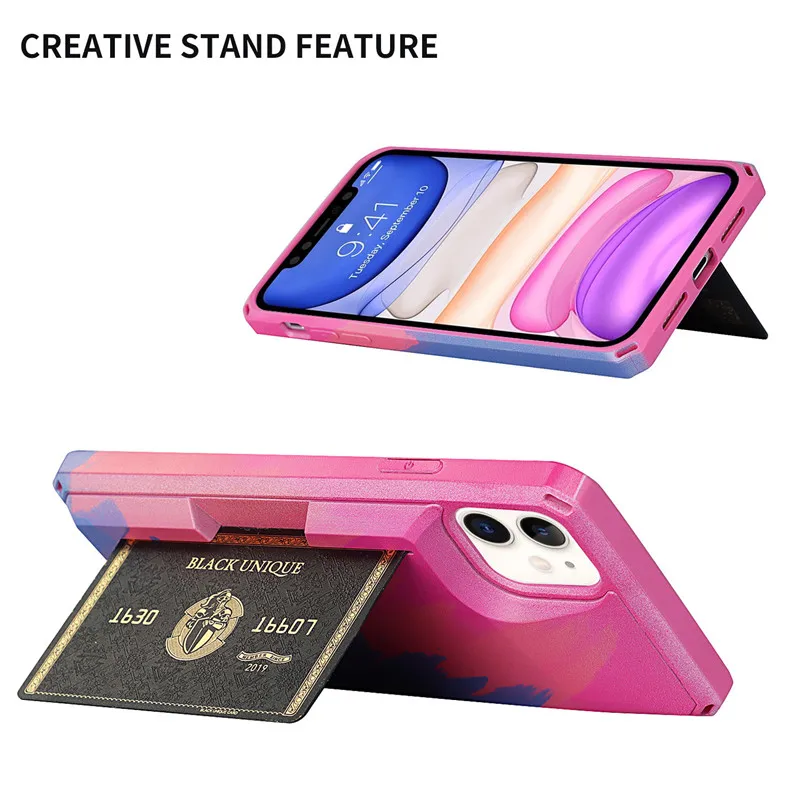 

Original Card Bag Candy Color Phone Case For iPhone 12 Pro Max 11 12 Mini XR XS Max X 7 8 Plus 11 Pro Shockproof Protector Cover