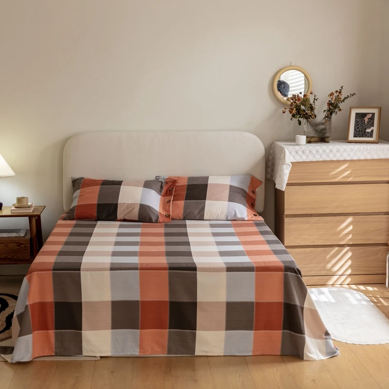 

Plaid Bed Sheet Set Queen Size Cotton Fleece Mattress Cover King Size Student Dormitory Bed Sheets and Pillowcases