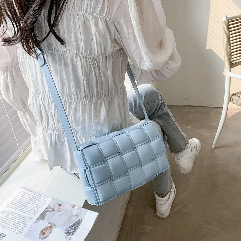

Woven Crossbody Bags for Women 2021 Fashion Designer Weave Shoulder Bag Quality Female Handbags and Purse Summer Bag