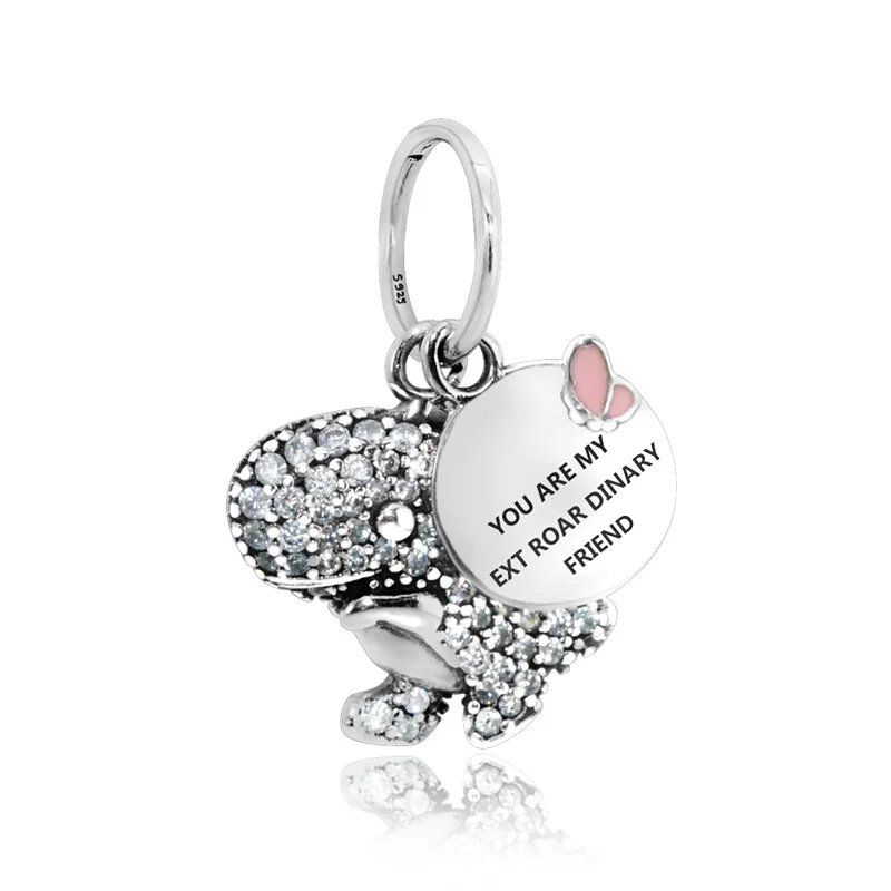 

New Arrival 925 Sterling Silver Pave Dinosaur Pendant Beads Fit Original Pandora Charm Bracelet For Women Anniversary Jewelry